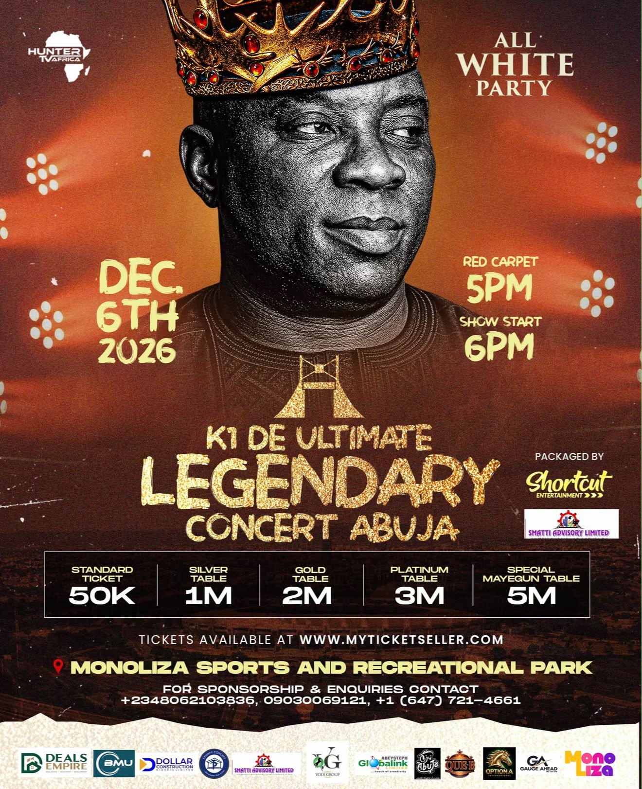 K1 De Ultimate Legendary Concert Abuja 2026 official flyer