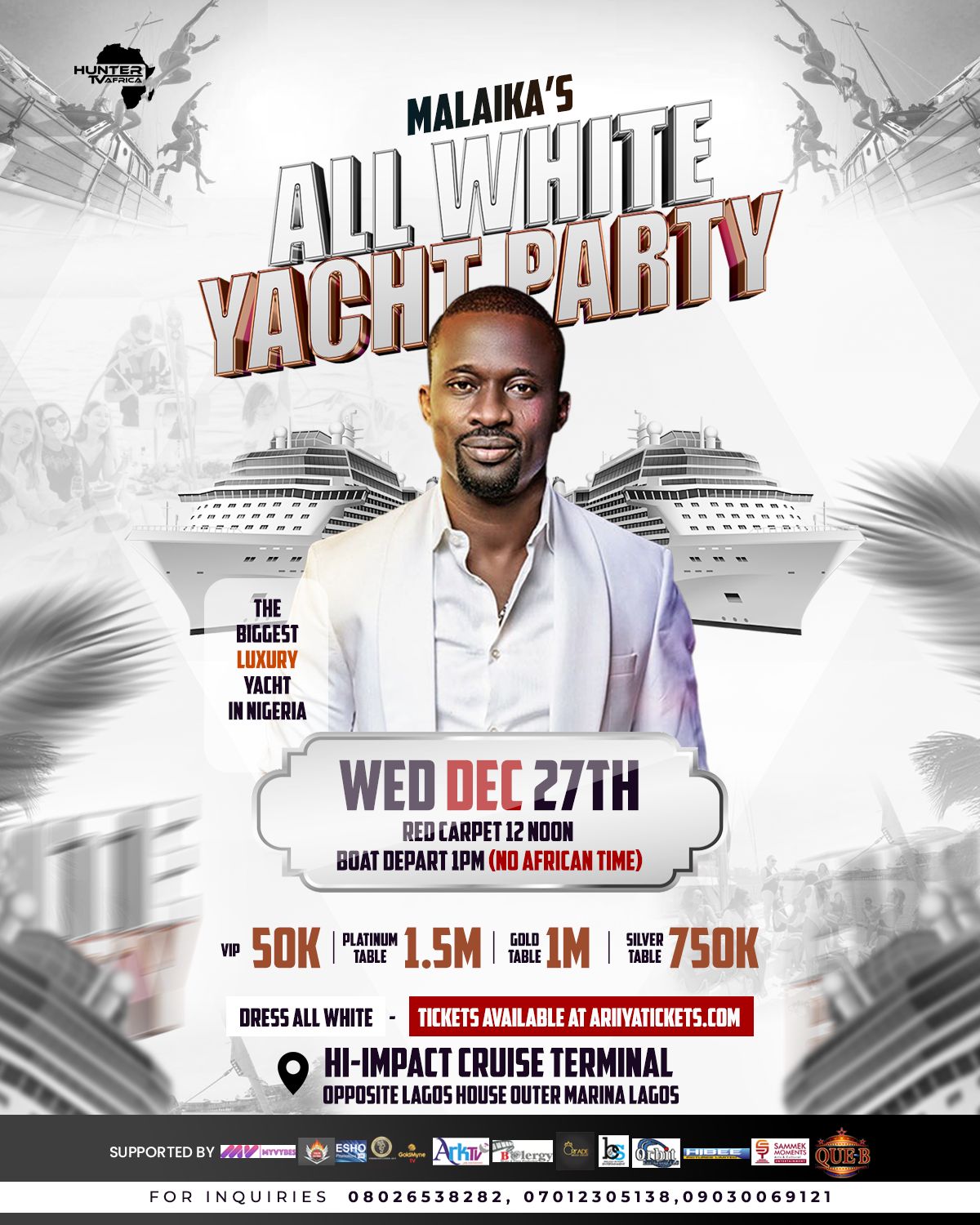 Malaika’s All White Yacht Party official flyer