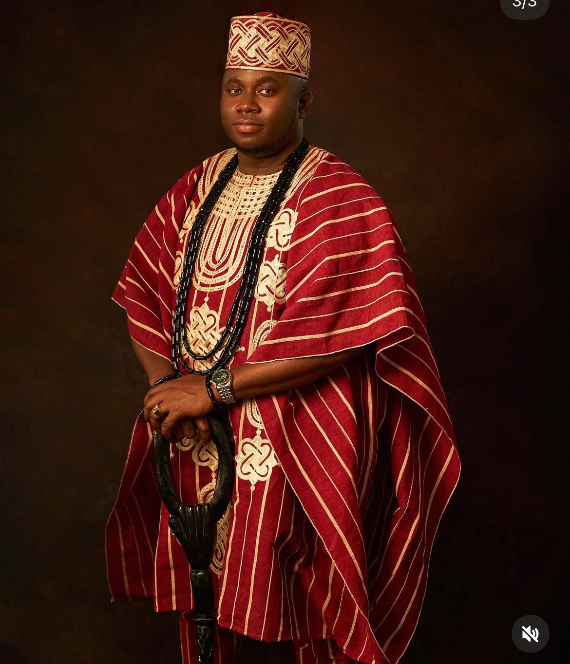 Qasim Abiola Oderinde in traditional Yoruba agbada